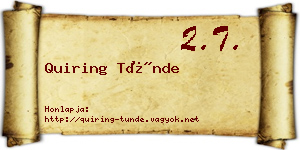 Quiring Tünde névjegykártya